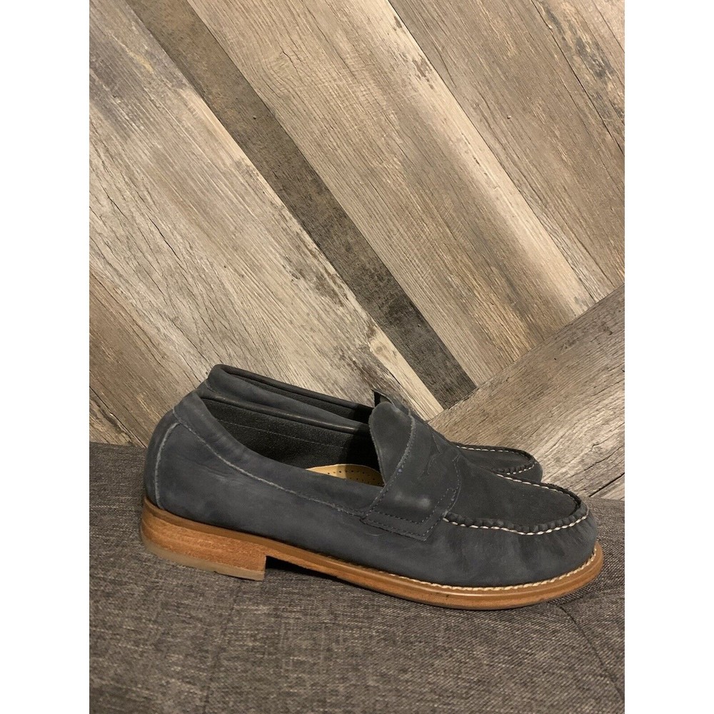 Weejuns GH Bass Mens 7 Navy Leather Penny Loafers Rubber Sole Slip-on Shoes